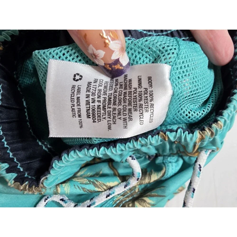 Goodfellow & Co Men's M Turquoise Guitar Print Swim Shorts Drawstring Lined
